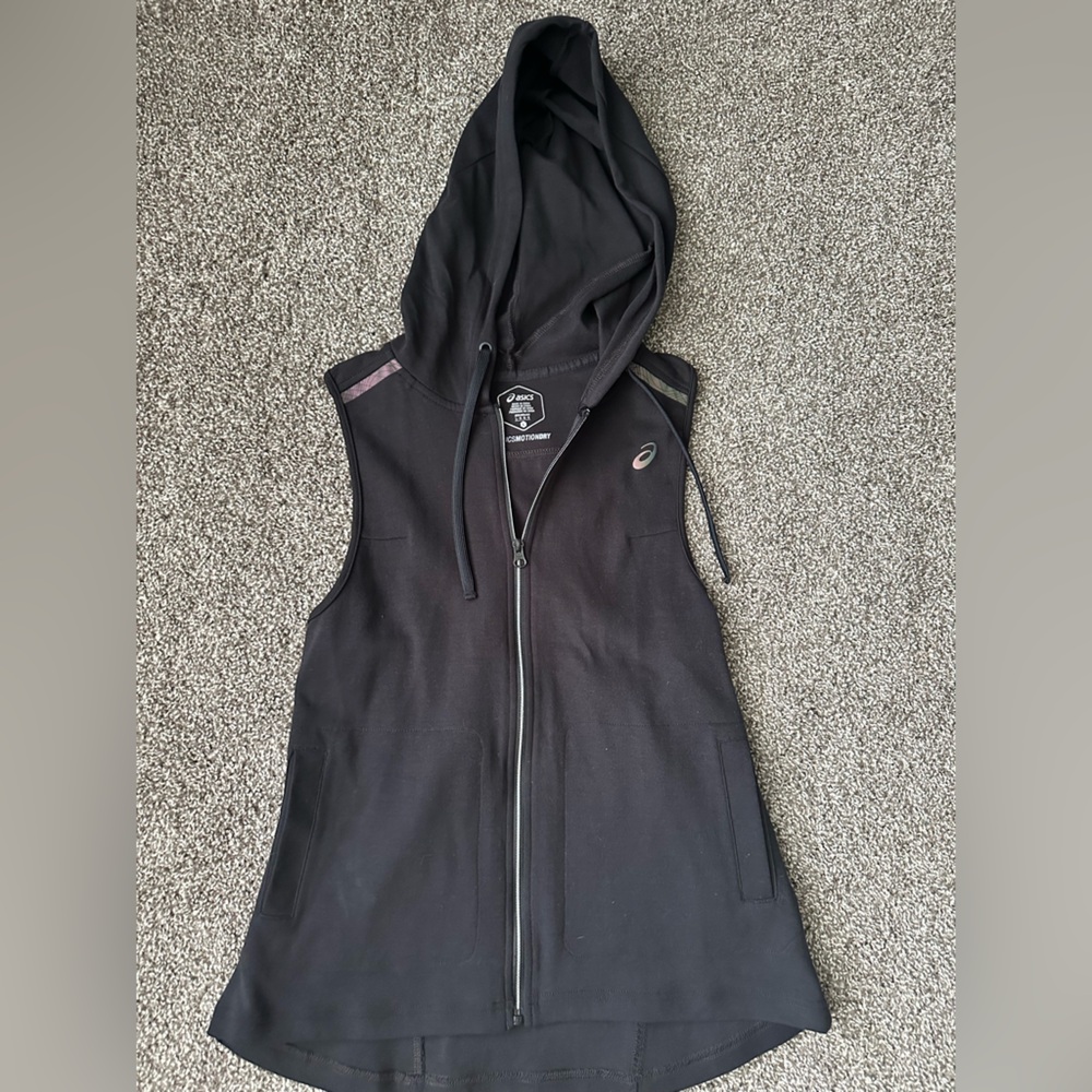 ASICS Black Hooded Vest with Zipper